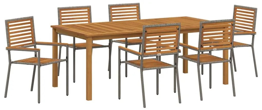 Conjunto de Jantar para o Jardim 7 pcs Cinzeto