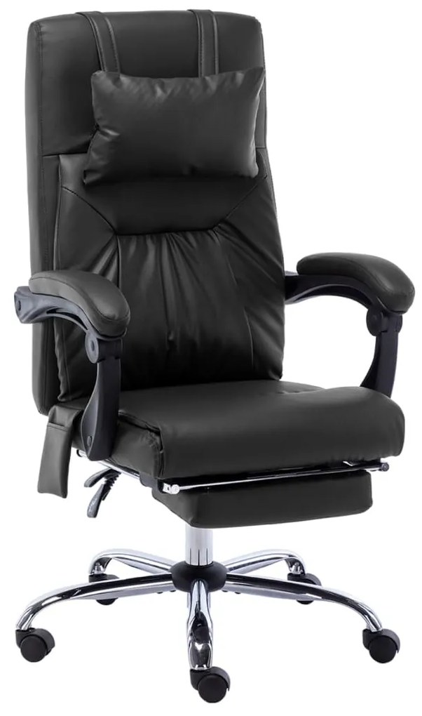 vidaXL Cadeira de escritório c/ função massagem couro artificial preto