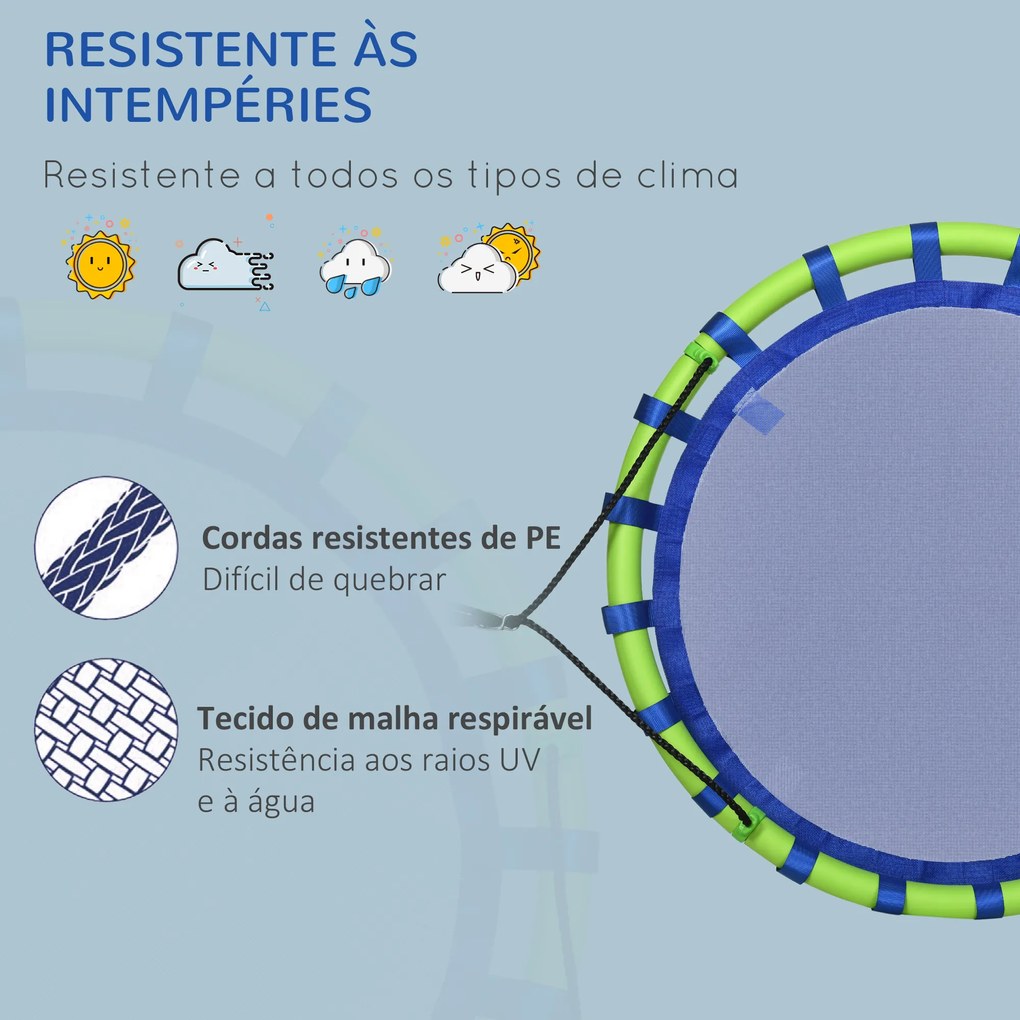 Outsunny Baloiço Infantil Ninho com Altura Ajustável Baloiço Redondo para Crianças de 3-8 Anos Carga Máxima 150 kg para Exterior Ø100x120-180 cm Azul