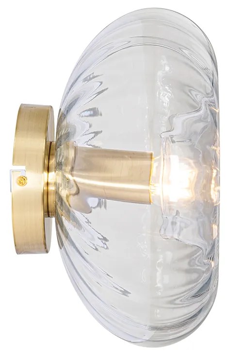 Candeeiro de parede Art Deco dourado com vidro - Ayesha Art Deco