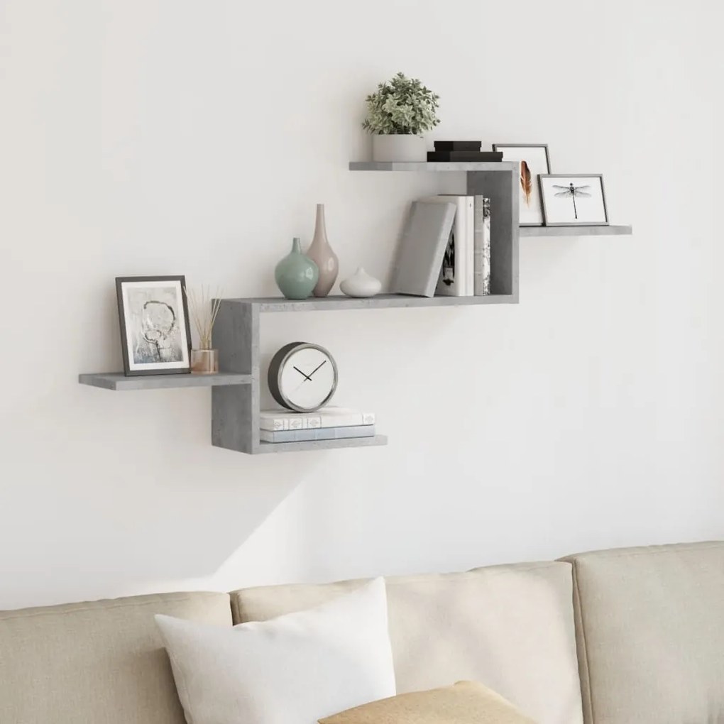 vidaXL Prateleira parede 104x15x49 cm derivados madeira cinza cimento