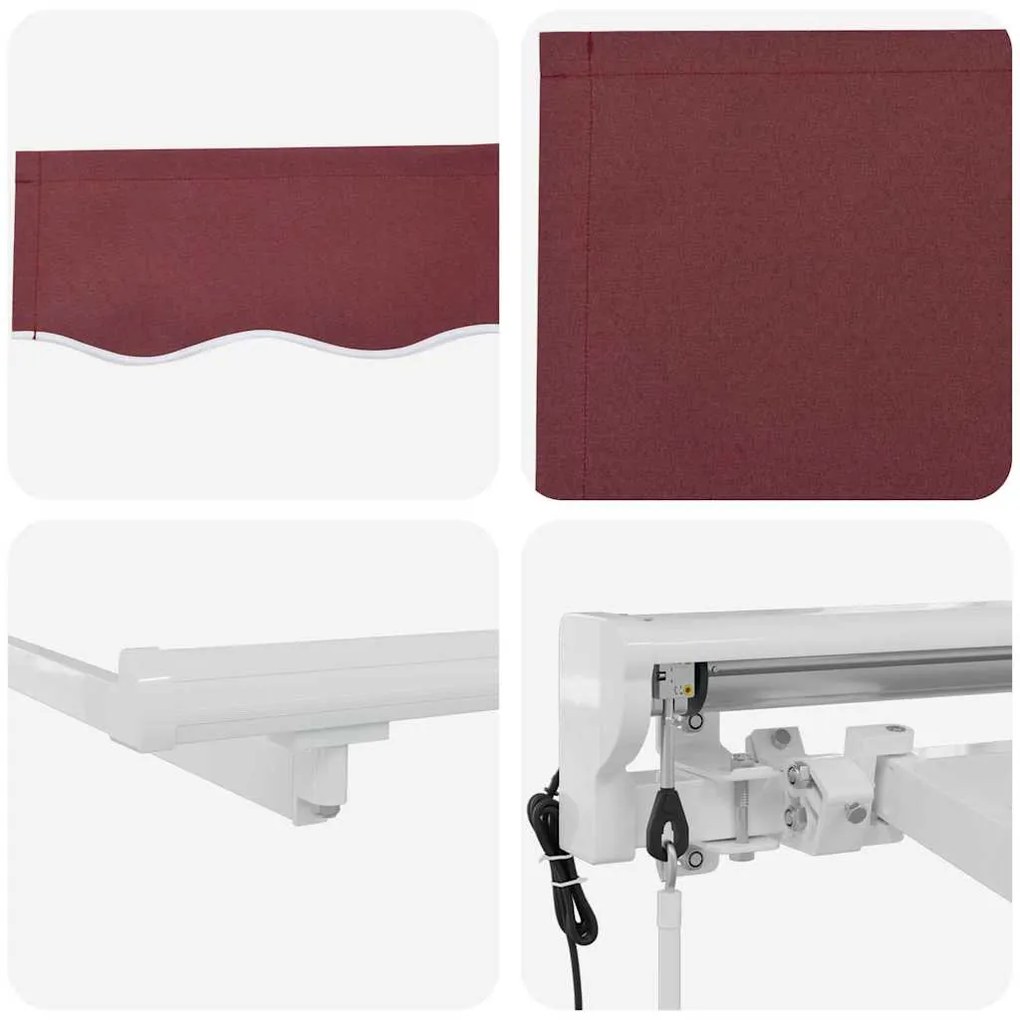 Toldo Retrátil Borgonha 400x200 cm Poliéster, Alumínio e Tecido