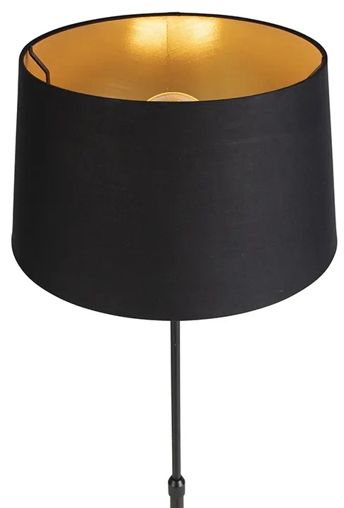 Candeeiro de pé preto com cúpula preta 35 cm ajustável - Parte Clássico / Antigo