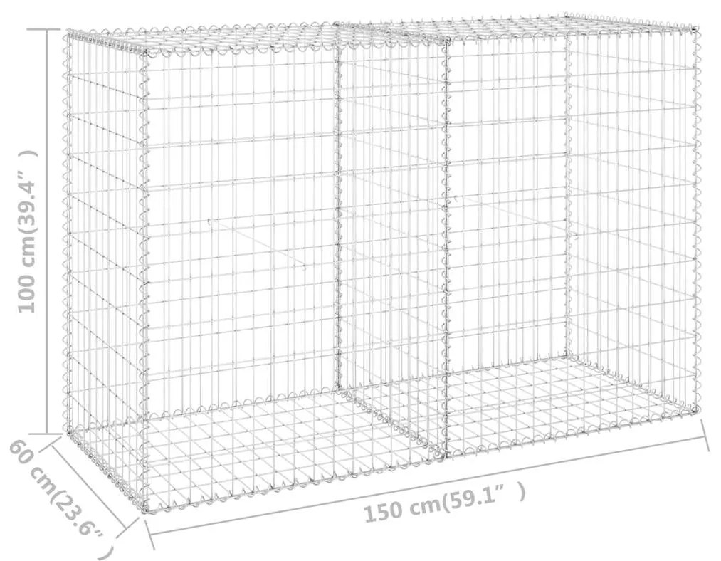 Muro gabião com tampas aço galvanizado 150x60x100 cm