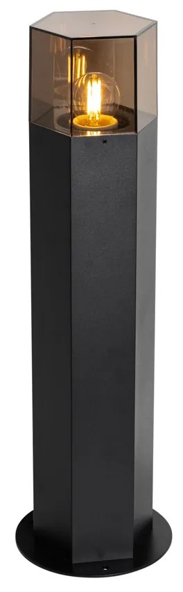 Candeeiro de pé para exterior preto com cúpula fumê hexagonal 50 cm - Dinamarca Moderno