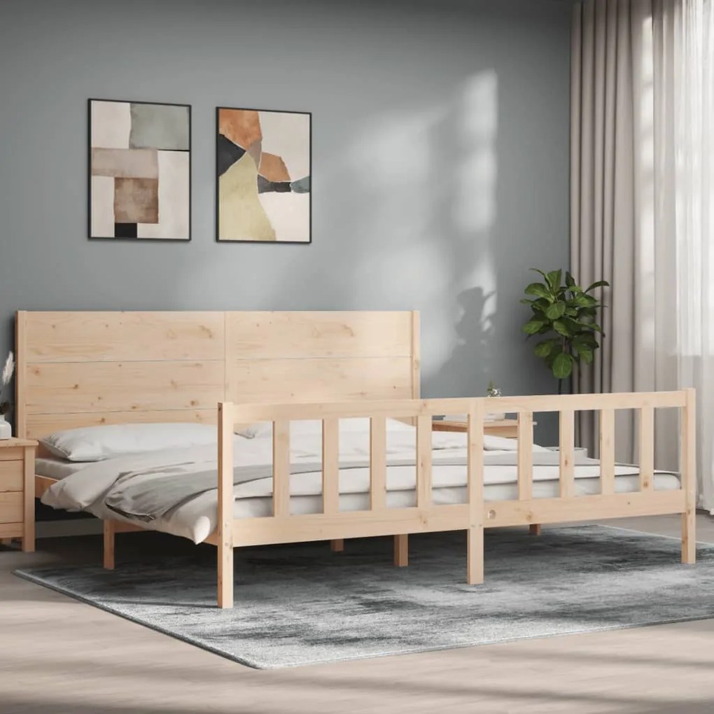 Cama sem colchão 200x200 cm madeira de pinho maciça