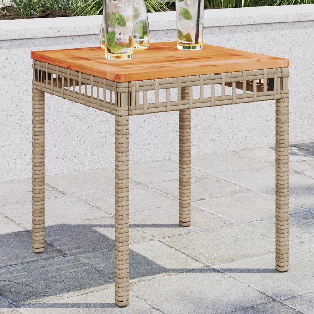 vidaXL Mesa de jardim 38x38x42 cm vime PE/acácia mistura de beges