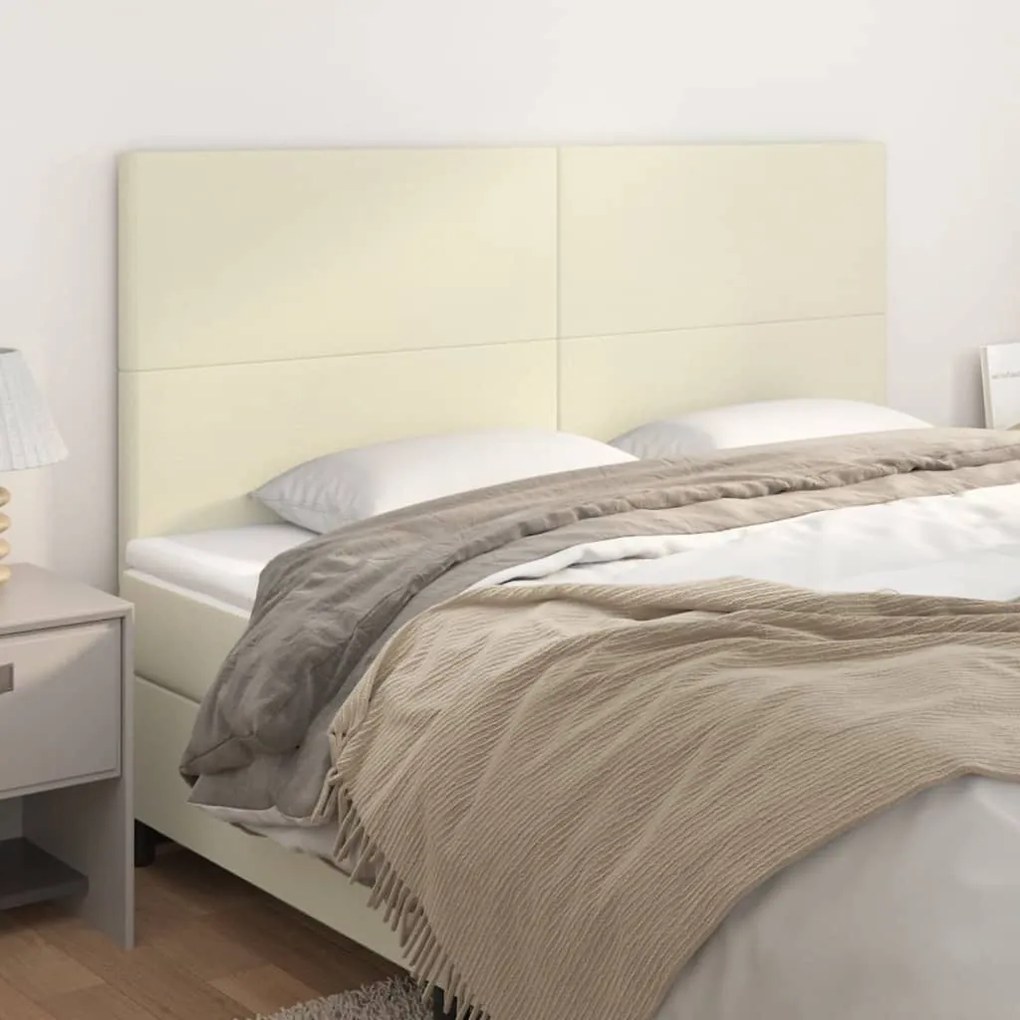 3116162 vidaXL Cabeceiras de cama 4 pcs 100x5x78/88 cm couro artificial creme