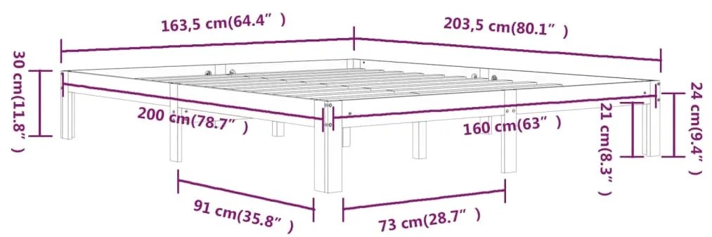 Estrutura de cama 160x200 cm pinho maciço branco