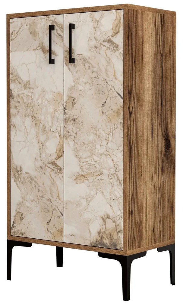 Armário para Calçado Prag – Nogueira e Branco – 60x111x35 cm