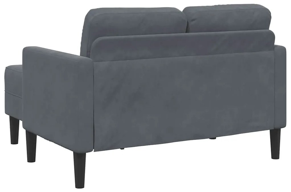 Sofá 2 lugares com Chaise em L 125 cm veludo cinzento-escuro