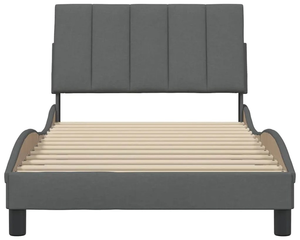 Estrutura de cama sem colchão 100x200 cm tecido cinzento-escuro