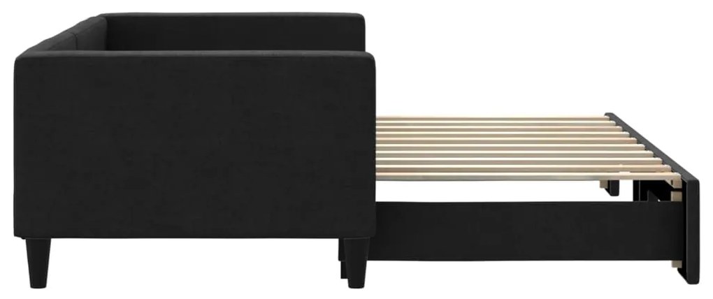 Sofá-cama com gavetão 90x190 cm tecido preto