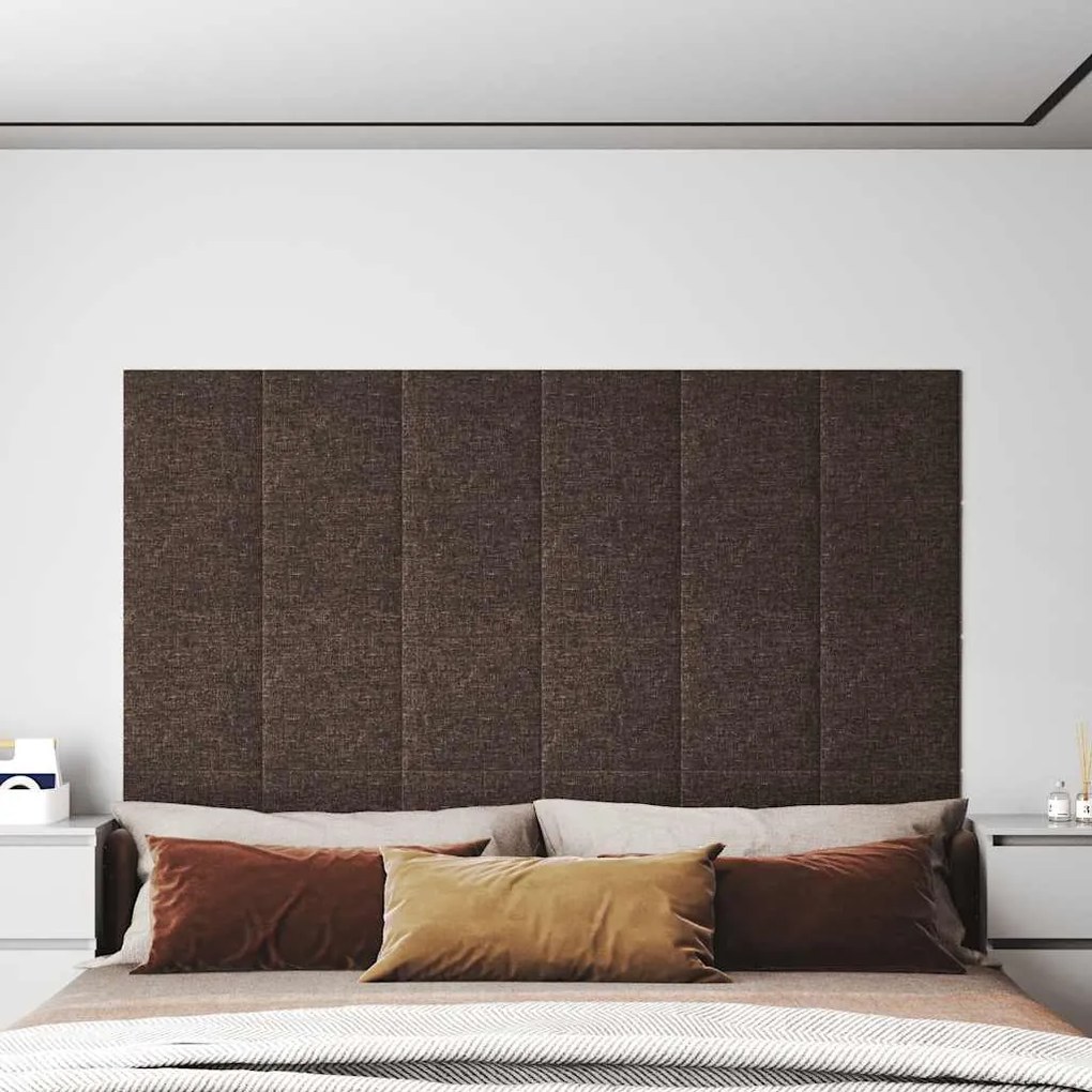vidaXL Painel de parede 12pcs 30x30cm tecido 1,08 m² cinza-acastanhado