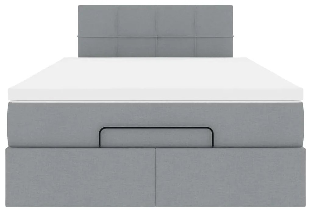 Cama otomana com colchão 120x200 cm tecido cinzento claro