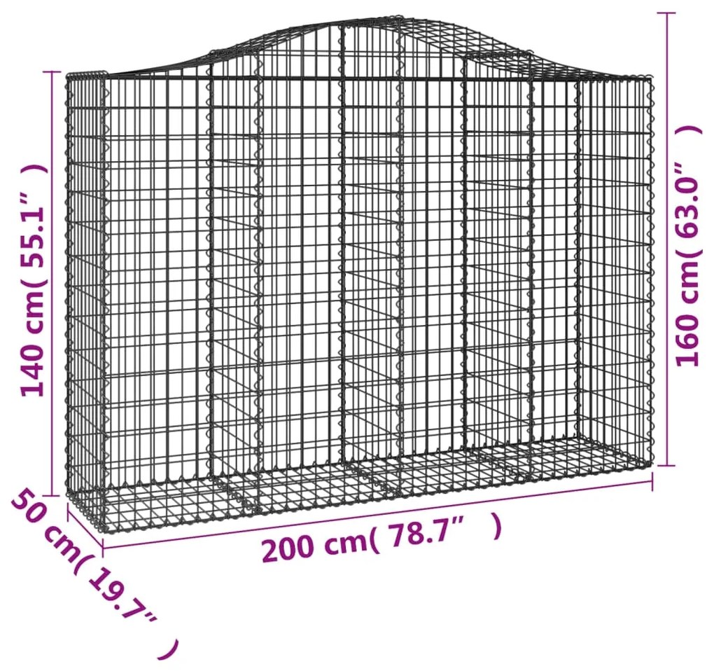 Cestos gabião arqueados 50 pcs 200x50x140/160 ferro galvanizado