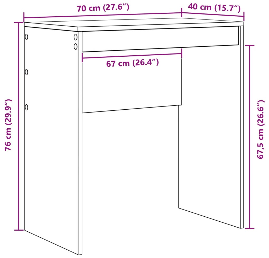 Mesa de Escrita Carvalho Fumado Carvalho Fumado MDF 70 x 40 x 76 cm