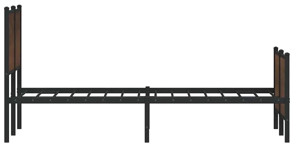 Estrutura de cama sem colchão 120x200cm metal carvalho castanho
