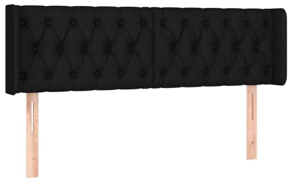 Cabeceira de cama c/ luzes LED tecido 163x16x78/88 cm preto