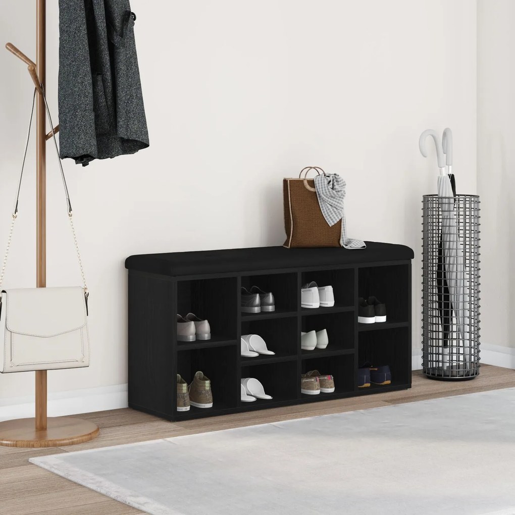 Banco de Armazenamento vidaXL Madeira de Carvalho Preto 100x30x48 cm