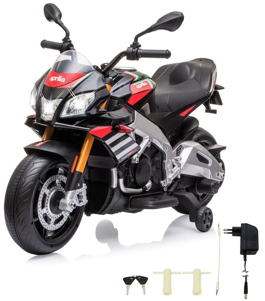 Mota elétrica infantil bateria 12V Aprilia Tuono V4 1100 RR Italy Design