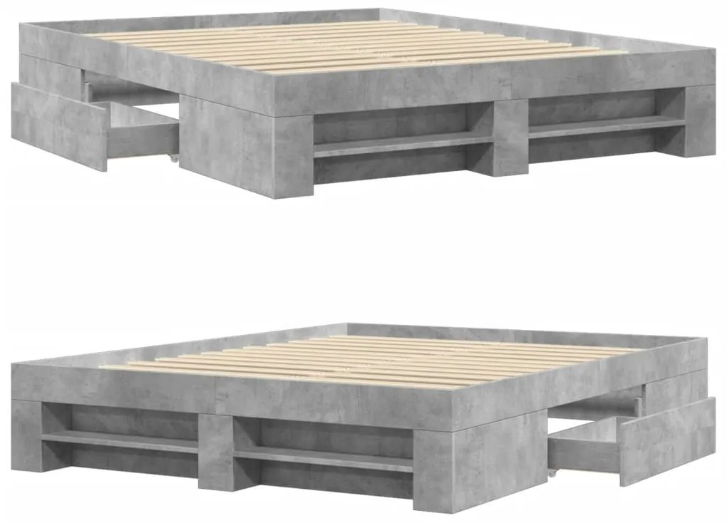 Estrutura cama s/ colchão 160x200cm cinza cimento