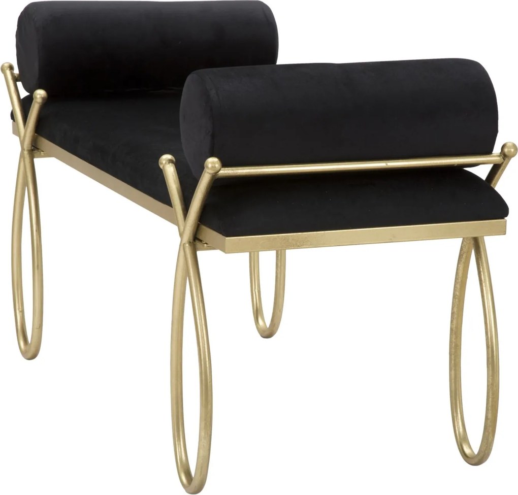 BANCO RIBBON 112,5X49X53 CM PRETO E DOURADO