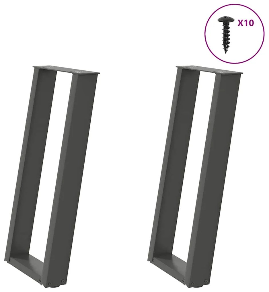 Pés de mesa de console em forma de U, 2 peças, antracite, 28x(72-73) c