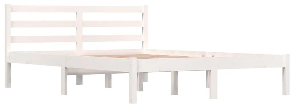Estrutura de cama casal 135x190 cm pinho maciço branco