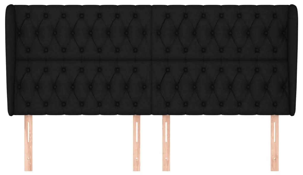 Cabeceira de cama c/ abas tecido 183x23x118/128 cm preto