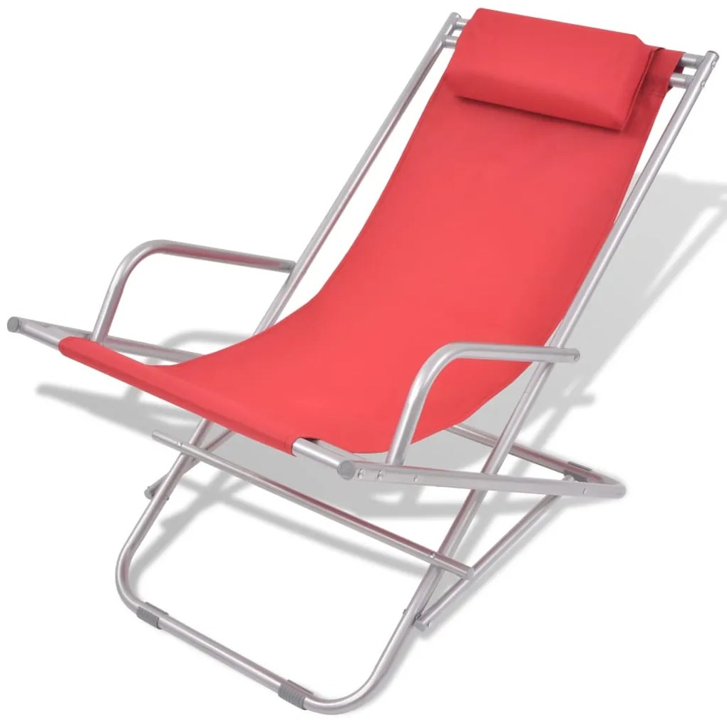 Cadeiras de jardim reclináveis 2 pcs aço vermelho