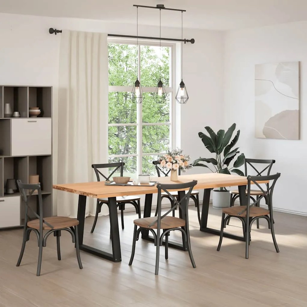 Pernas para mesa de jantar em V 3 peças, preto, 80x(72-73,3) cm, aço