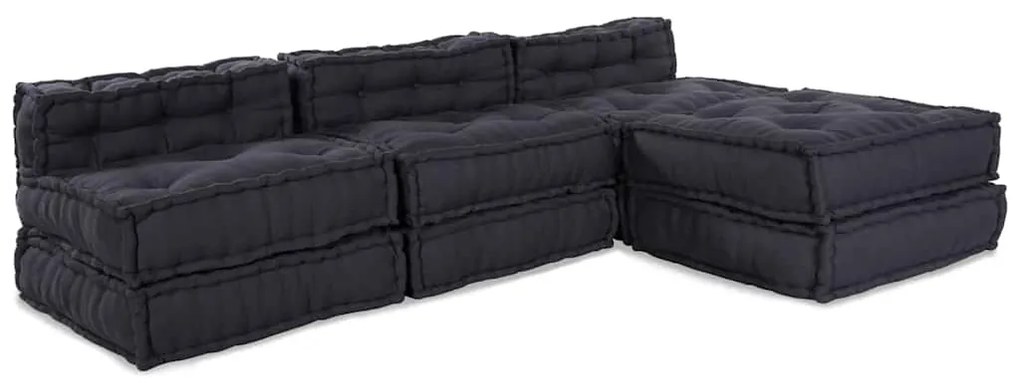 vidaXL Puffs Modulares 4 peças em Tecido Antracite