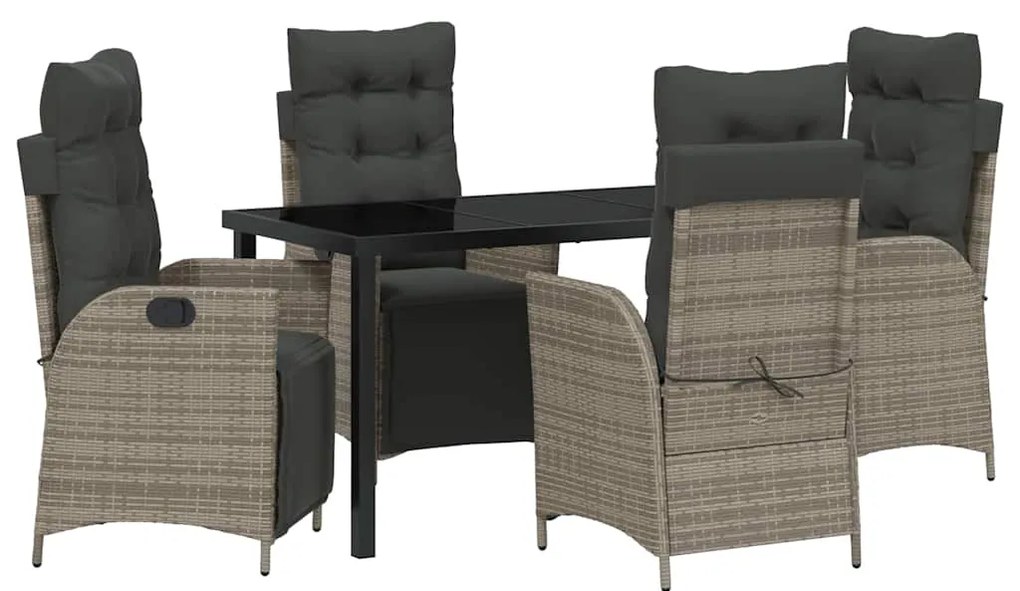 Conjunto de Jantar de Jardim de 5 Peças em Rattan Sintético Cinza
