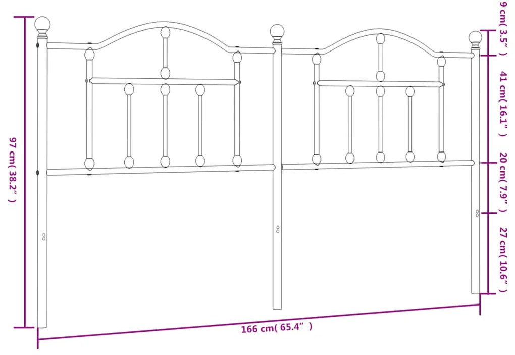 Cabeceira de cama 160 cm metal branco