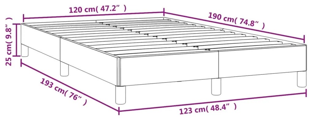 Estrutura de cama sem colchão 120x190cm couro do falso cinzento