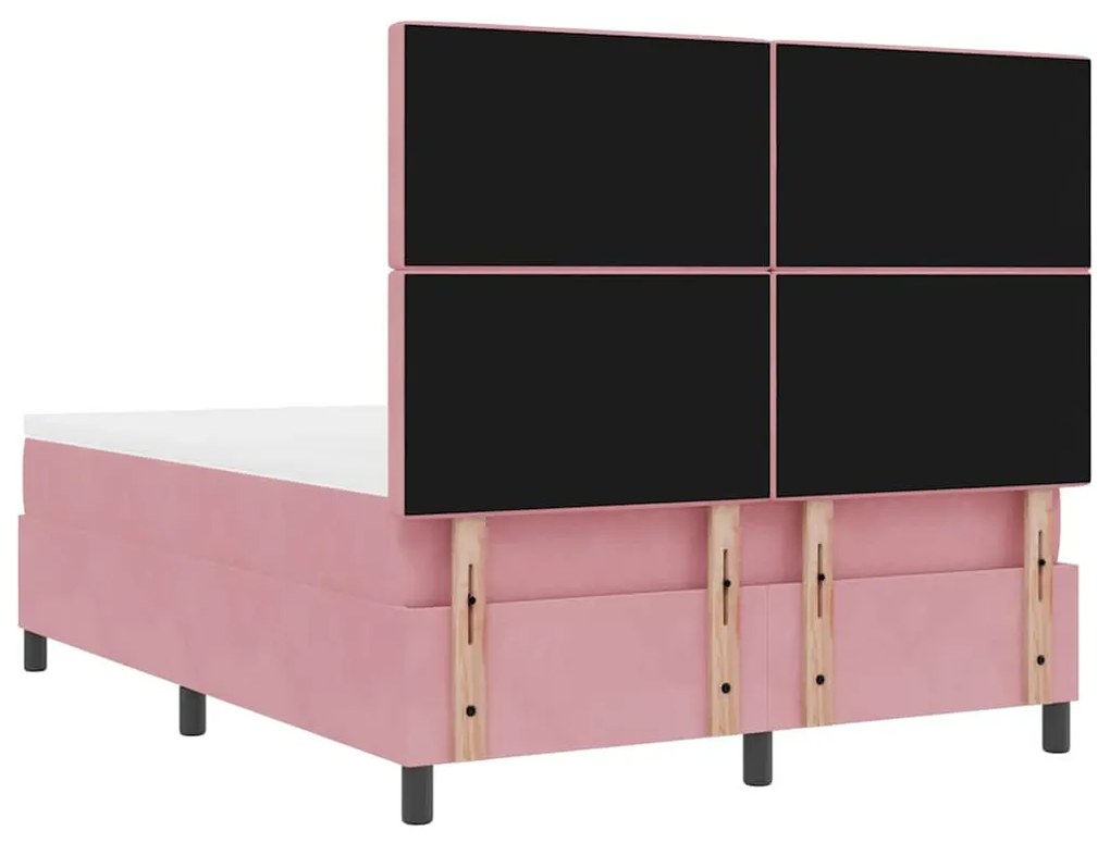 Cama Box com Colchão vidaXL Rosa 160x200 cm Veludo