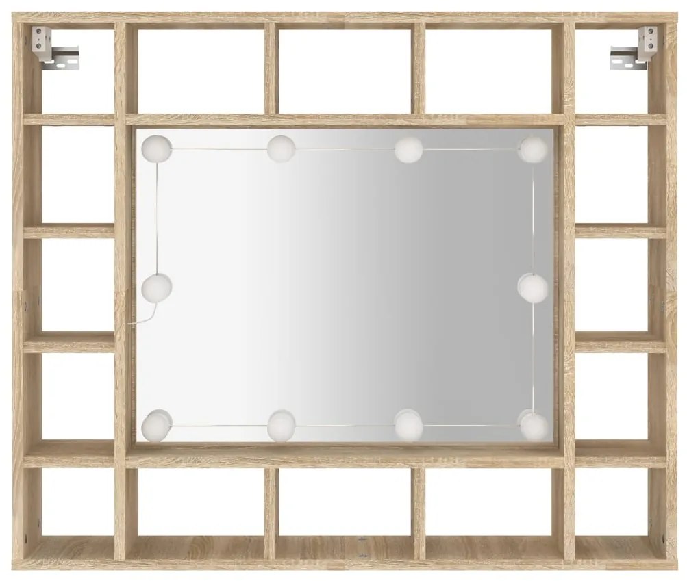 Armário espelhado com LED 91x15x76,5 cm carvalho sonoma