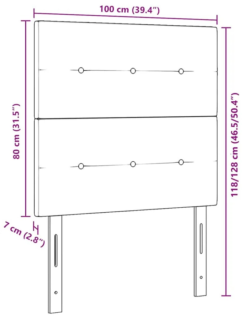 Cabeceira LED Taupe 100 cm em Tecido