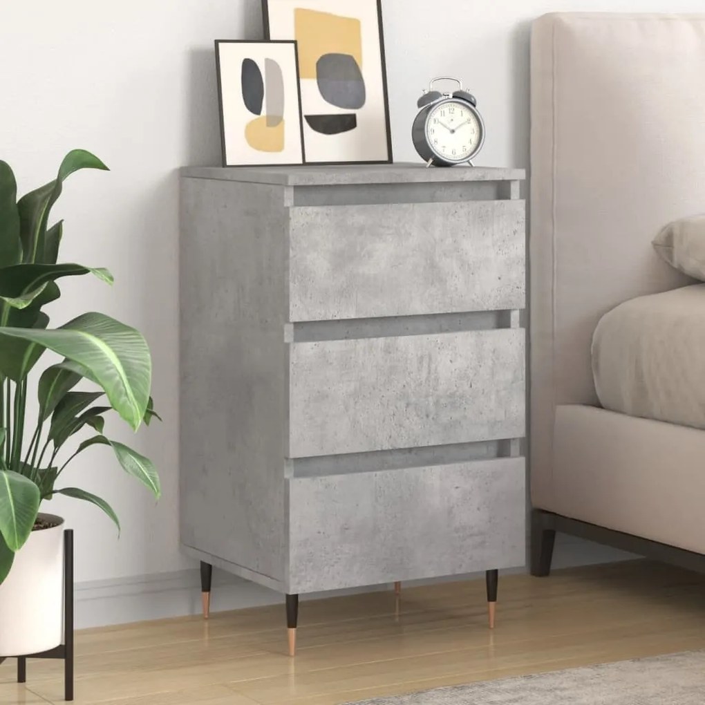 vidaXL Mesa de cabeceira 40x35x69cm derivados madeira cinzento cimento