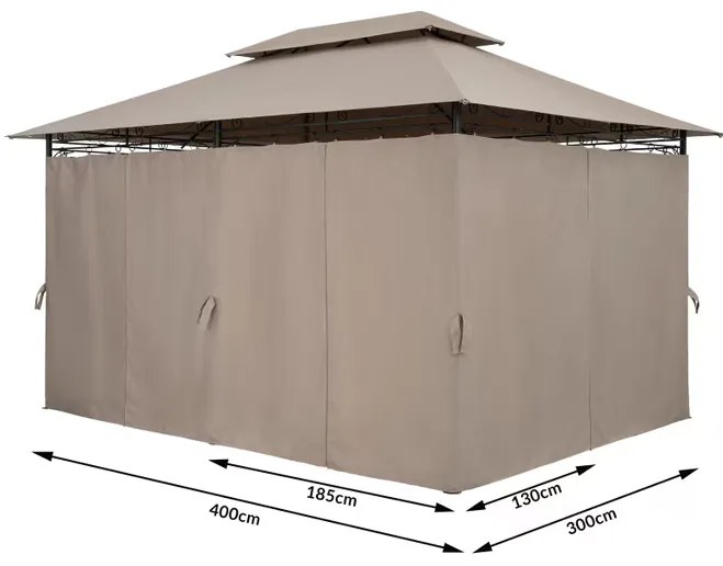 Pergula jardim Topas 3x4m Proteção UV 50+ Taupe