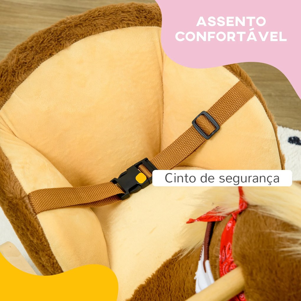 HOMCOM Cavalo Baloiço para Bebés 18-36 Meses Cavalo Baloiço com Sons C