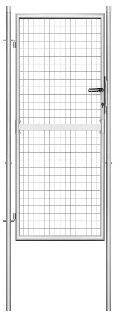 vidaXL Portão de jardim em aço galvanizado 105x225 cm prateado