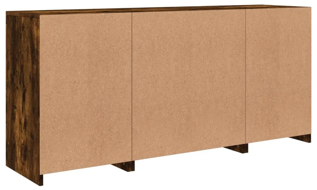 Aparador com luzes LED 142,5x37x67 cm carvalho fumado