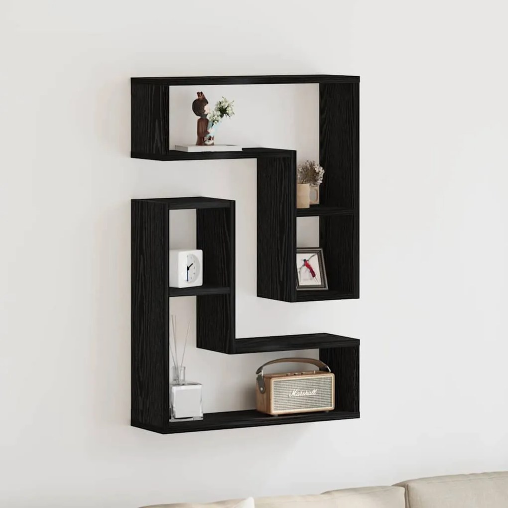 Estantes de Parede vidaXL 2 pcs Carvalho Preto 50x15x85 cm Madeira Reg
