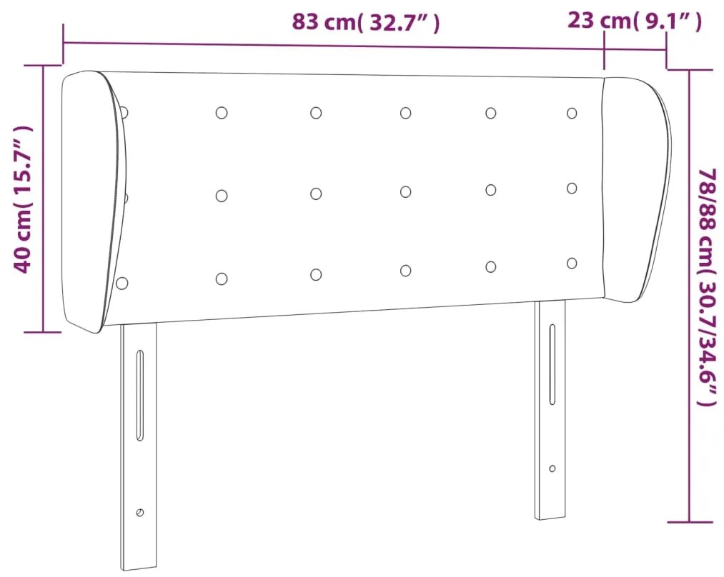 Cabeceira cama abas tecido 83x23x78/88 cm cinzento-acastanhado