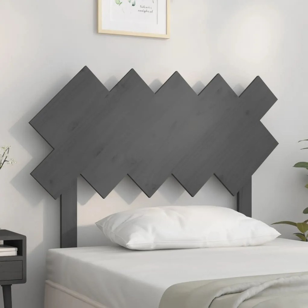 vidaXL Cabeceira de cama 104x3x80,5 cm pinho maciço cinzento