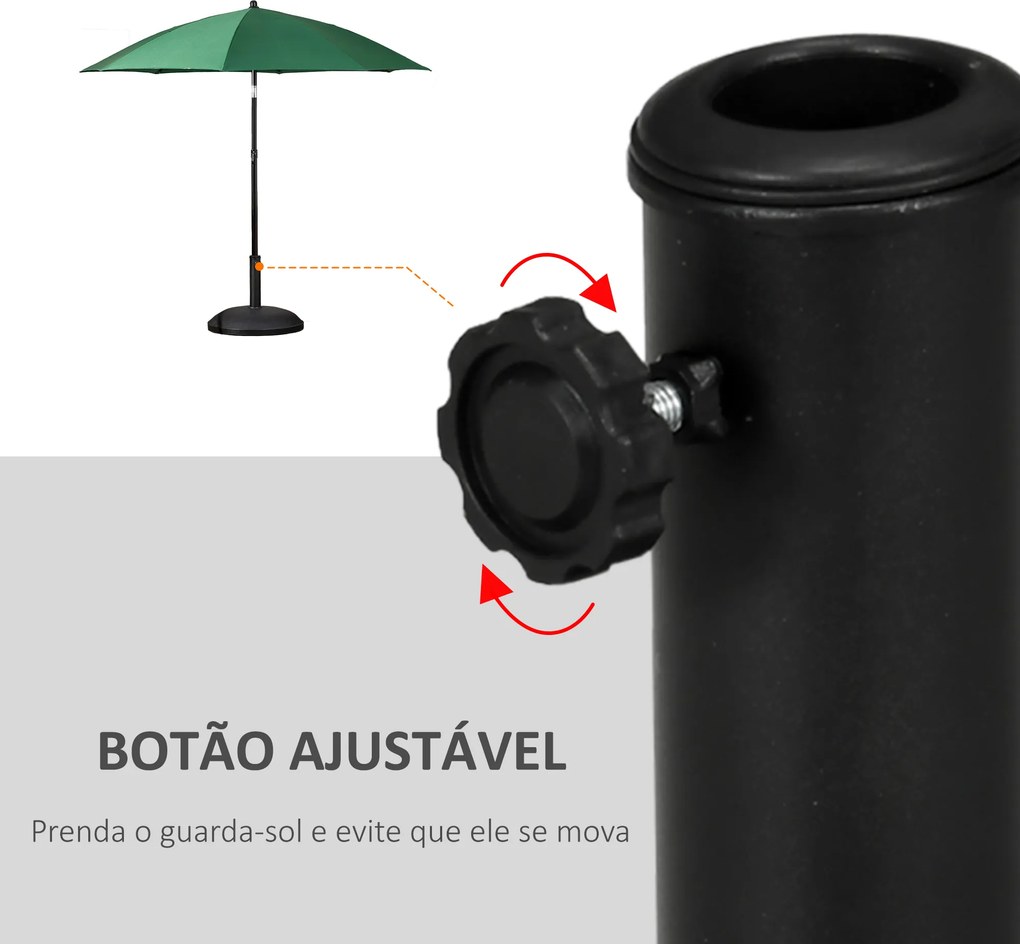 Base Redonda para Chapéu de Sol (NÃO INCLUIDO), 25 kg Suporte de Cimento para Postes Ø33 mm Ø38 mm, Ø48 mm Preto