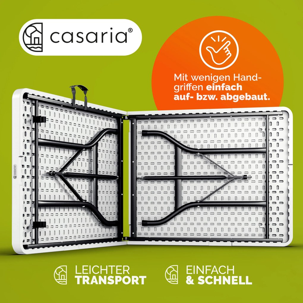 Mesa dobrável de jardim em plástico 220 x 70 x 72 cm Branco