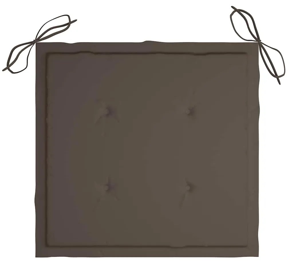 Cadeiras de jardim c/ almofadões cinza-acast. 2 pcs teca maciça